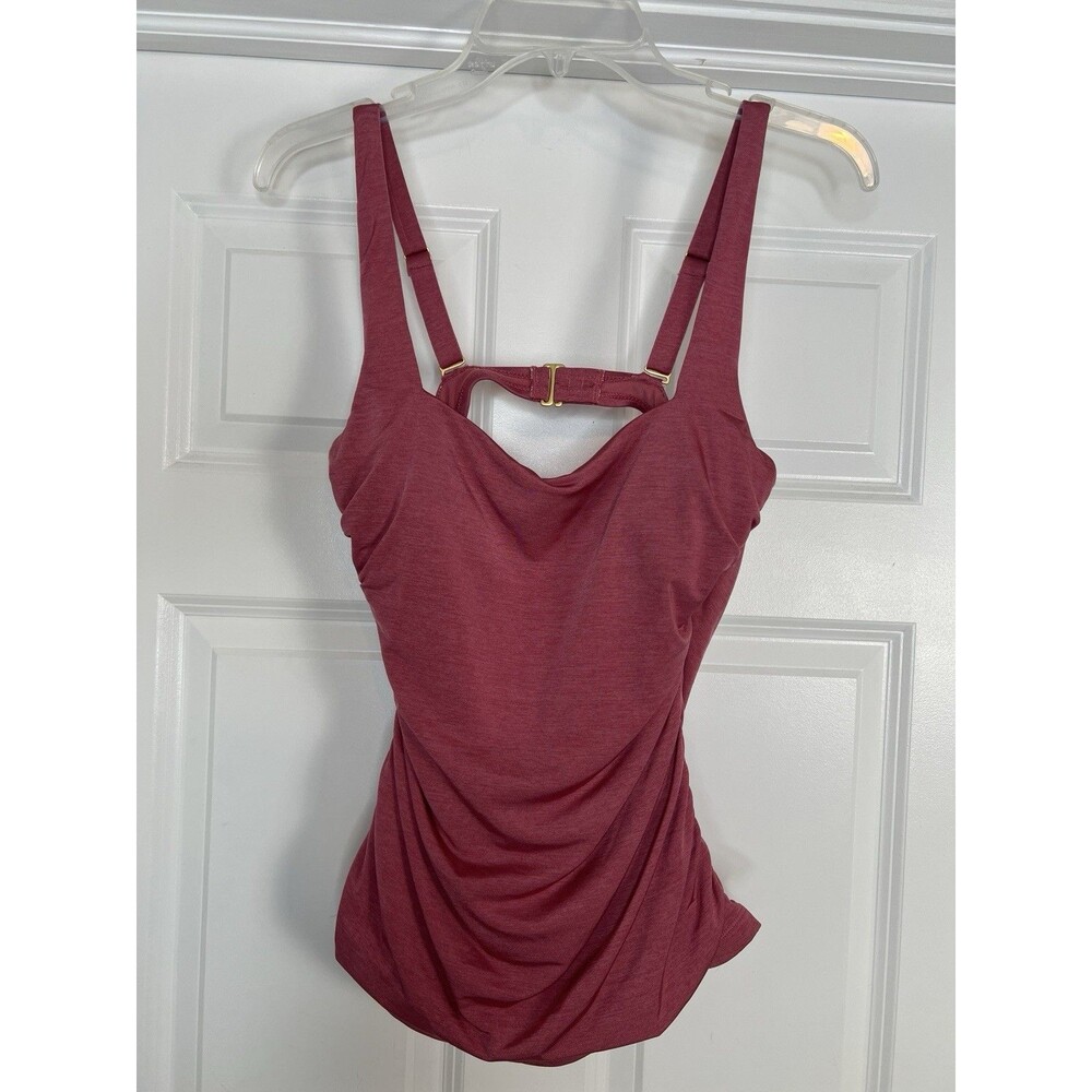 Athleta Square Neck Bra Cup Tankini Swim Top 36 B C Pink